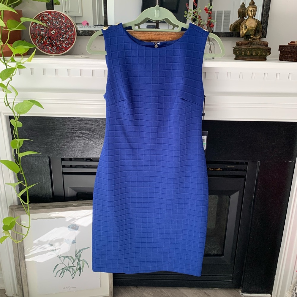 NWT Tommy Hilfiger royal blue sheath dress with shoulder buttons Women’s size 8